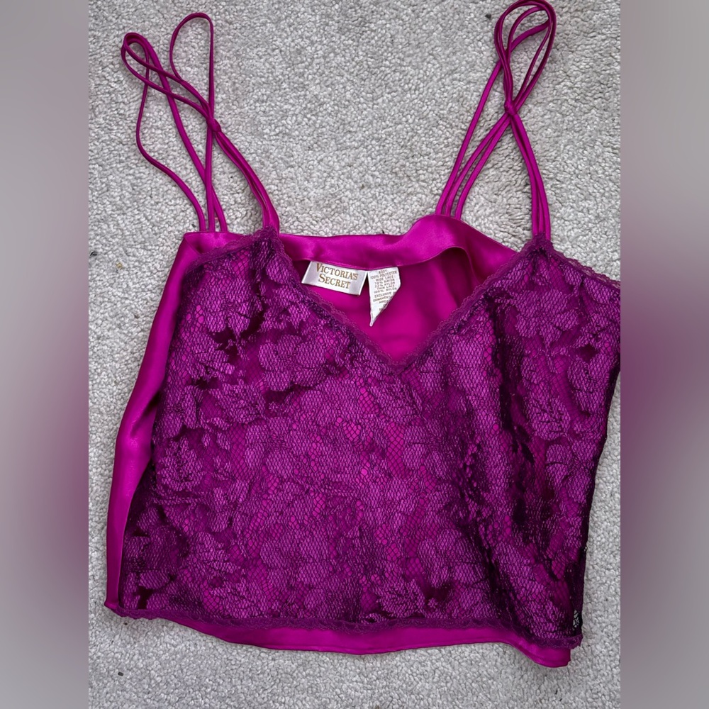 pinkish purple victorias secret cropped slip top y2k mcbling